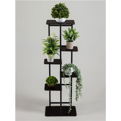 Подставка для цветов Greengo, 6 полок, 36×23×106 см, напольная, каркас металл, полки МДФ, чёрная