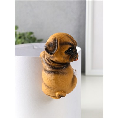 Фигурка для флорариума «Маленький мопс», декор на кашпо, 6.5×7×11.5 см