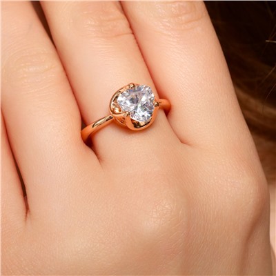 Кольцо ювелирная бижутерия Дубайское золото, 17 р, покрытие: позолота, вставка: фианит, цвет: прозрачный, арт.213.629-17