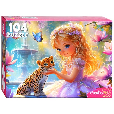 Пазлы 104 "Принцесса с маленьким леопардом"