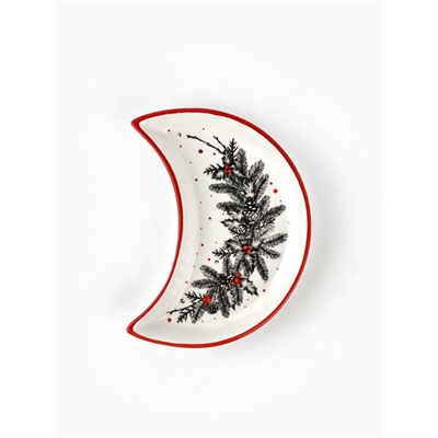 Тарелка плоская «Новогодний венок», 10.5×20 см, ручная работа