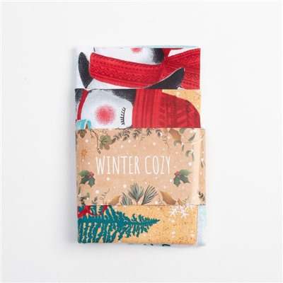 Набор новогодних кухонных полотенец Доляна «Снежного настроения » 35×60 см-2 штуки, 100% хлопок