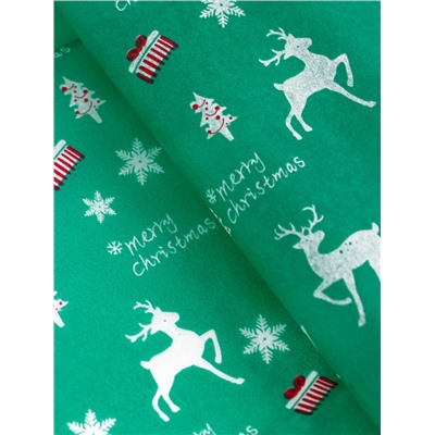Бумага новогодняя упаковочная тишью «Рождество», зелёная, 50×66 см