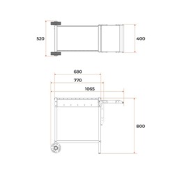 Мангал «MAH 202», 106.5×52×79.7 см, 2 мм, колёса, боковая полка