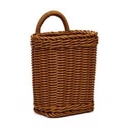 Корзина плетёная для хранения, 18×15×12 см, ручка h=10 см, пластиковая, коричневая