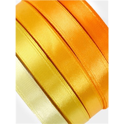 Набор атласных лент, 5 шт., 10 мм, 23±1 м, жёлтый, оранжевый