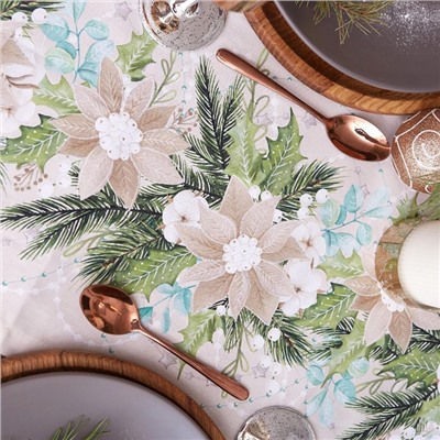 Дорожка на стол новогодняя «Этель» Beautiful Christmas, 30×70 см, хлопок 100%, саржа 190 г/м², бежевая