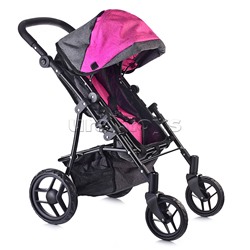 Коляска для кукол 2 в 1 металлическая, цвет серо-розовый, в пакете