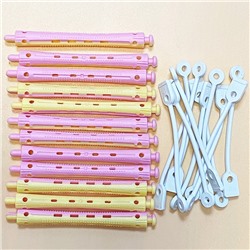 EURO Stile Коклюшки прямые для волос розово-жёлтые d9 мм 12 шт/уп