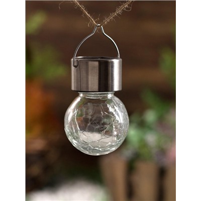 Садовый светильник «Лампочка», уличный, на солнечной батарее, 6×9 см, 1 LED, свечение белое