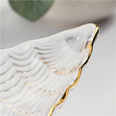 Блюдо сервировочное Magistro «Ракушка», 20×11 см, с золотой отводкой, стекло, прозрачное