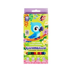 Цветные карандаши 12 цветов ZOO, пластиковые, шестигранные