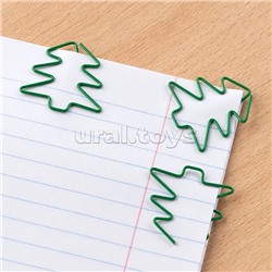 Скрепки-ёлочка L33 мм, 12 шт. пластиковая коробка, европодвес, зеленые