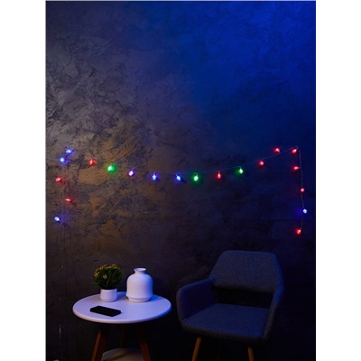 Гирлянда «Нить» 3 м с насадками «Ёжики», IP20, прозрачная нить, 20 LED, свечение мульти (RG/RB), мигание, USB