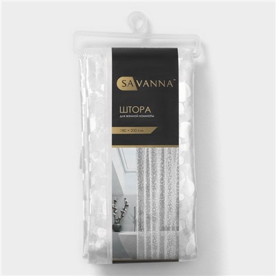 Штора для ванной SAVANNA «Галька», 180×200 см, PEVA, белая