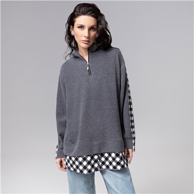 Свитшот с имитацией многослойности, Путешествие начинается (мокрый асфальт)