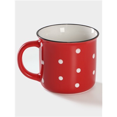 Кружка фарфоровая Доляна «Божья коровка», 370 мл, цвет красный