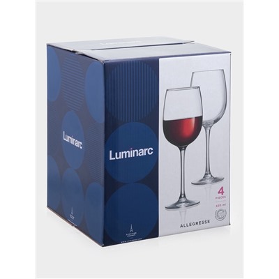Бокалы для вина Luminarc Allegresse, 420 мл, стекло, набор 4 шт., стекло, прозрачные