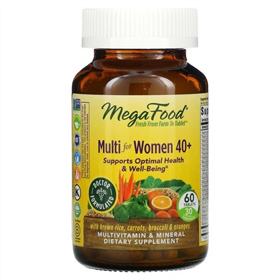 MegaFood, мультивитамины для женщин от 40 лет, 60 таблеток