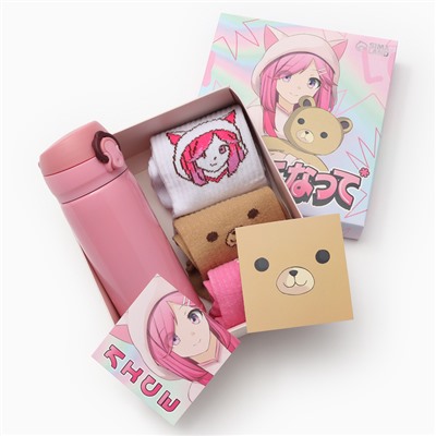 Подарочный набор KAFTAN «Аниме»: термос и носки 3 пары, размер 36-37 (22-24 см)