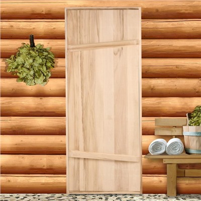 Дверь для бани и сауны, 160×80 см по коробке, липа, на клиньях, массив, «Добропаровъ»