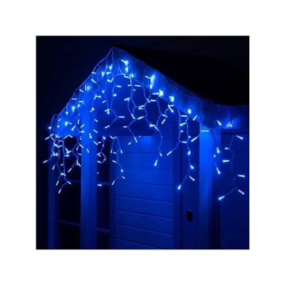 Гирлянда «Бахрома» 3×0.6 м, IP65, УМС, белая нить каучук, 108 LED, свечение синее, 220 В