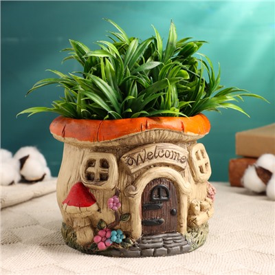 Декоративное кашпо для цветов «Домик», 14×14×11 см, керамическое, Greengo