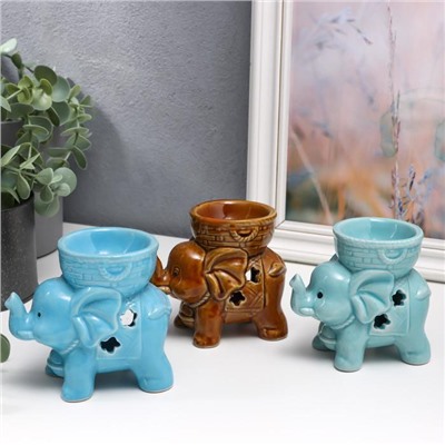 Аромалампа для эфирных масел «Слоненок», керамика, глянец, 9×9.5×6 см, МИКС