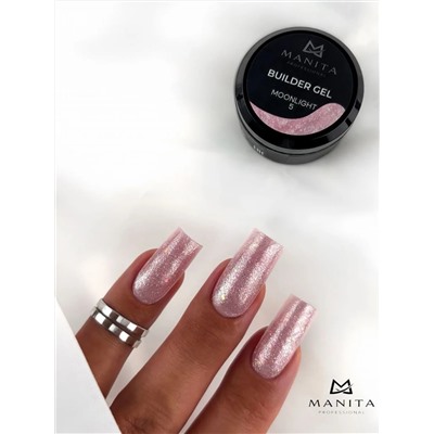 MANITA Гель моделирующий для ногтей с хлопьями юки / Builder Gel Moonlight №05, 15 мл 28228