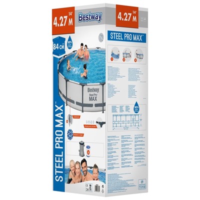 Бассейн каркасный Bestway Steel Pro MAX 56595, 427×84 см, фильтр-насос, круглый
