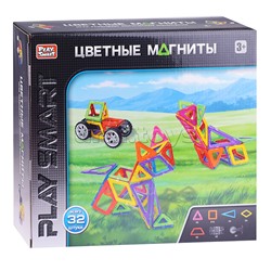 Конструктор магнитный "Цветные магниты" 32 дет., в коробке
