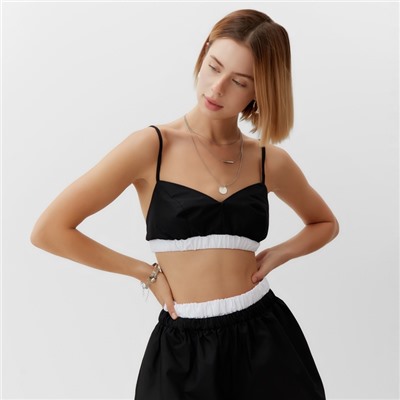 Топ женский на бретелях MINAKU: Home collection, чёрный, размер 46