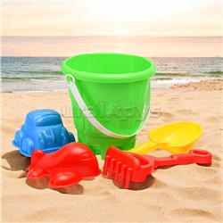 Набор песочный №13 (ведро+лопатка+грабли+2 формочки транспорт)