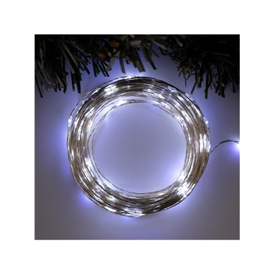 Гирлянда «Нить» 20 м роса, IP20, серебристая нить, 200 LED, свечение белое, 12 В