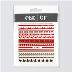 Наклейки для ногтей «Зимние узоры», красные, зелёные