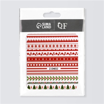 Наклейки для ногтей «Зимние узоры», красные, зелёные