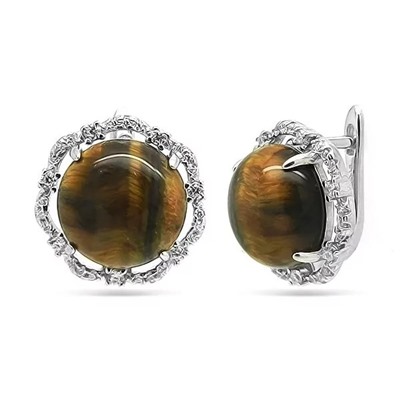 Серьги из серебра тигровый глаз, МЦВ237