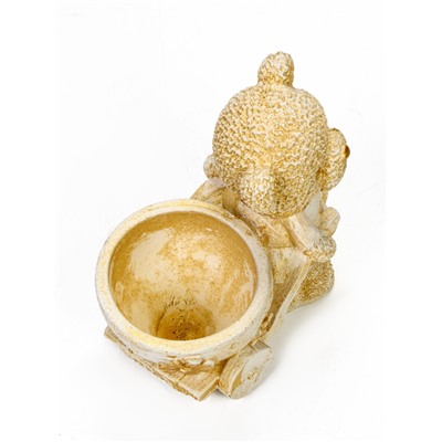 Кашпо гипс «Медведица с тележкой», 10×10×6 см, слоновая кость