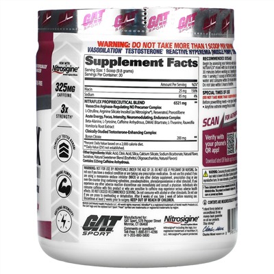 GAT, Sport, NITRAFLEX, арбуз, 294 г (10,4 унции)