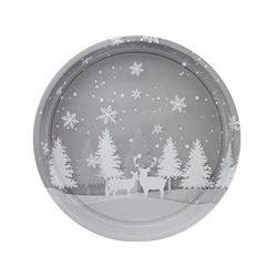 Поднос 33,3*4см круг СЕРЕБРЯНЫЙ ЛЕС жесть 273110