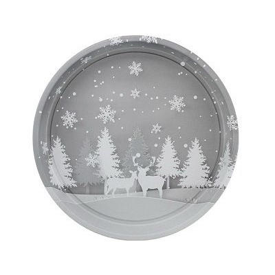 Поднос 33,3*4см круг СЕРЕБРЯНЫЙ ЛЕС жесть 273110