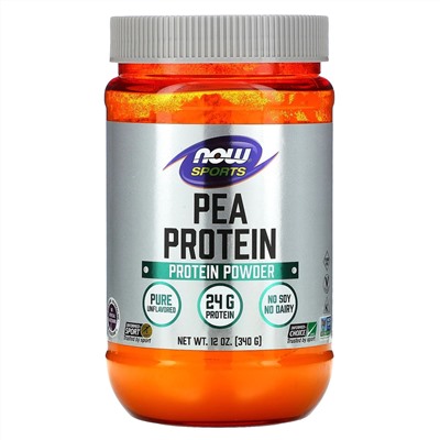 Now Foods, Sports, гороховый протеин, без добавок, 340 г (12 унций)