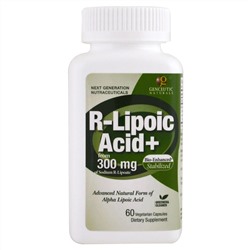 Genceutic Naturals, R-липоевая кислота+, 300 мг, 60 вегетарианских капсул