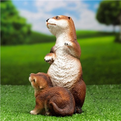 Садовая фигура из полистоуна «Выдра с малышом», 20×12×17 см