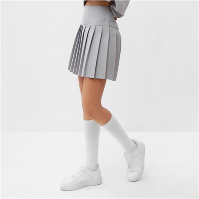 Юбка мини в складку женская MIST Base, размер 46, серая