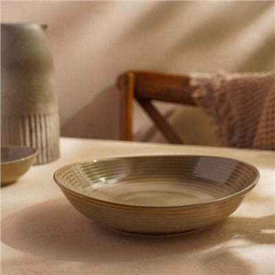 Тарелка глубокая SL Home «Песчаный бриз», 1.3 л, 26×24×6 см, фарфор, бежевая