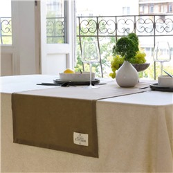 Дорожка на стол «Этель» ECO, 40×136 ±6 см, 70% хлопок, 30% лён, 190 г/м², оливковая