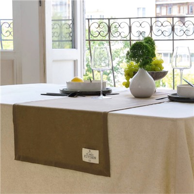 Дорожка Этель ECO, цвет оливковый, 40×136/±6 см, 70% хл, 30% лён, 190 г/м²