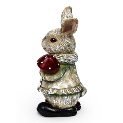 Садовая фигура из полистоуна «Зайка с грибами», 26×12×16 см