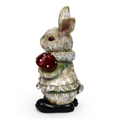 Садовая фигура из полистоуна «Зайка с грибами», 26×12×16 см